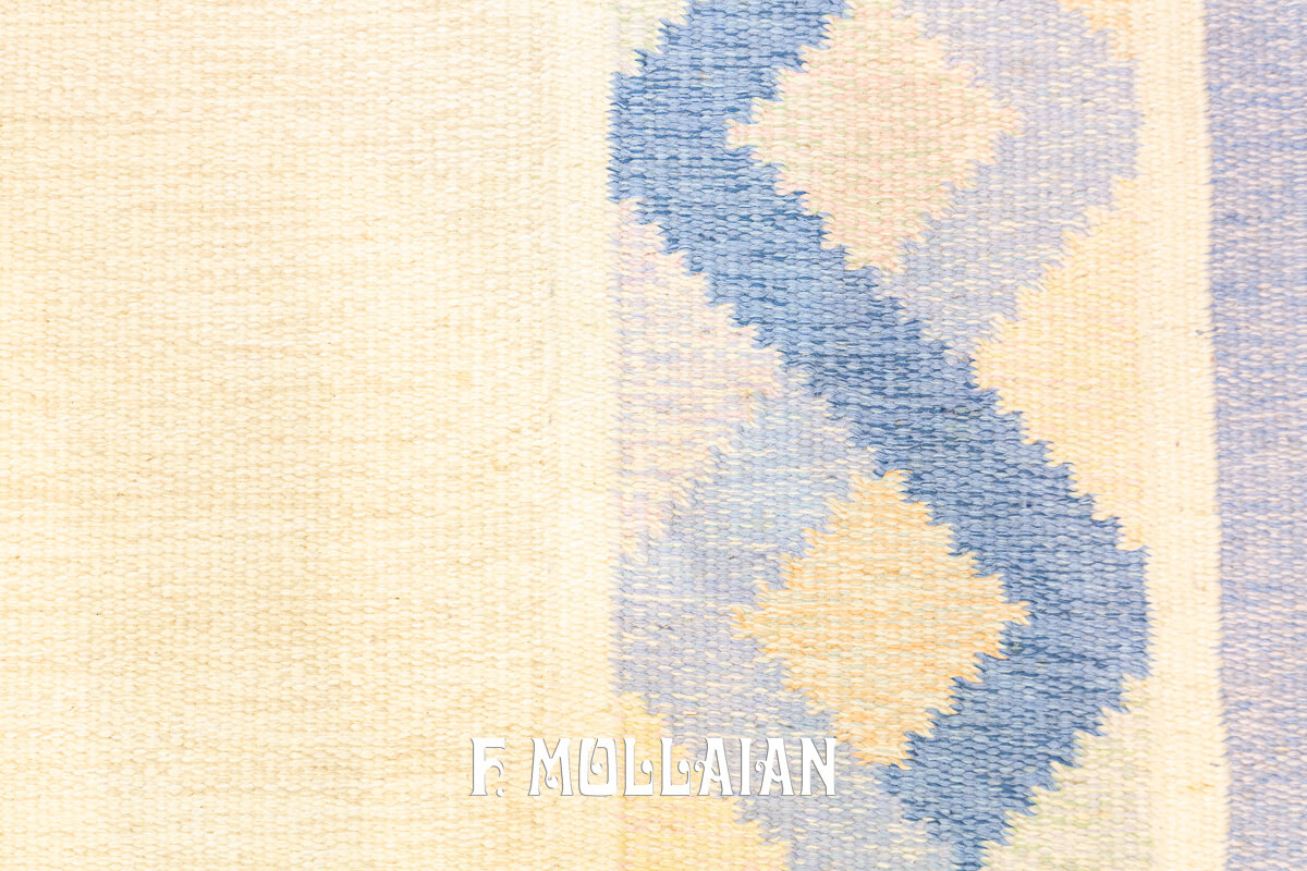 Scandinavian Rug Flat-weave Rug Beige/Blue Color n°:580082